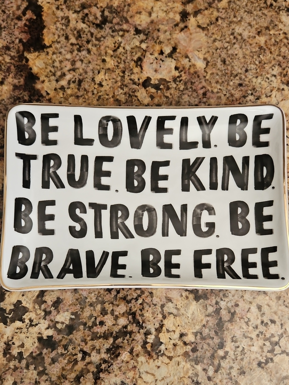 BE LOVELY Ceramic Trinket Dish - Black Lettering on White